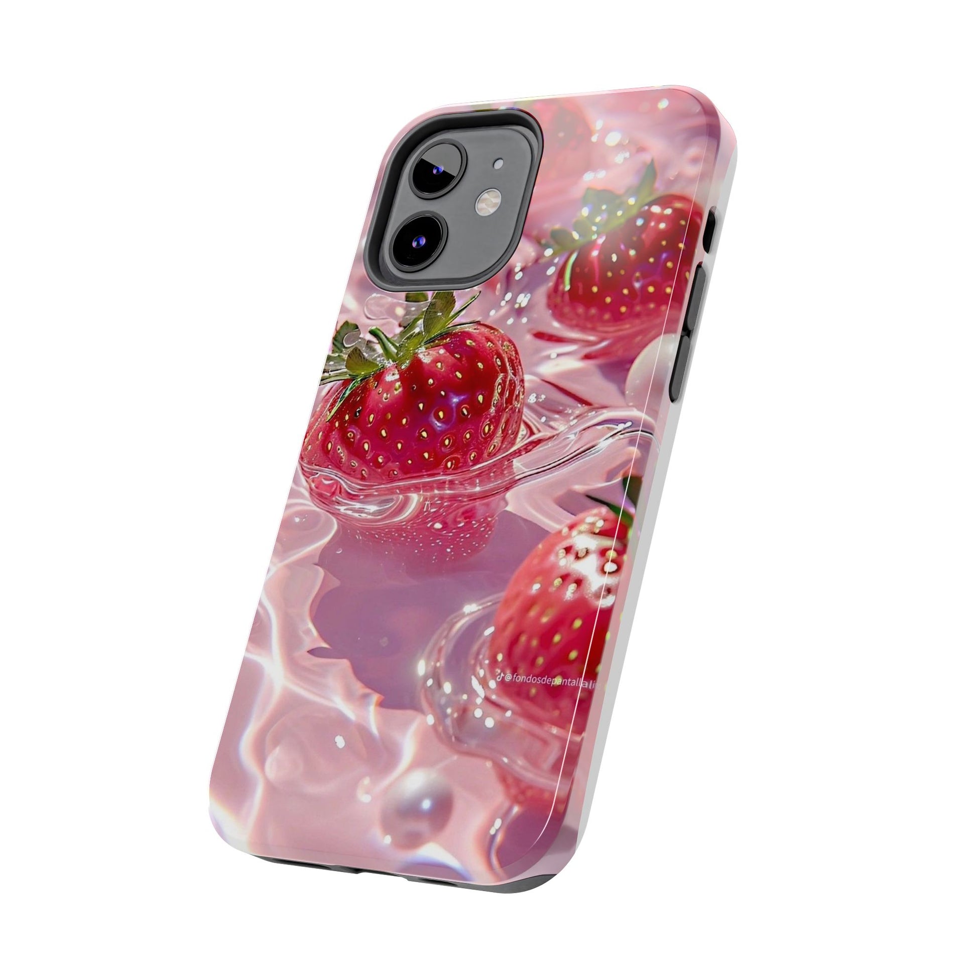 Floating Strawberries Themed Tough Phone Cases for Iphones & Samsung Phones