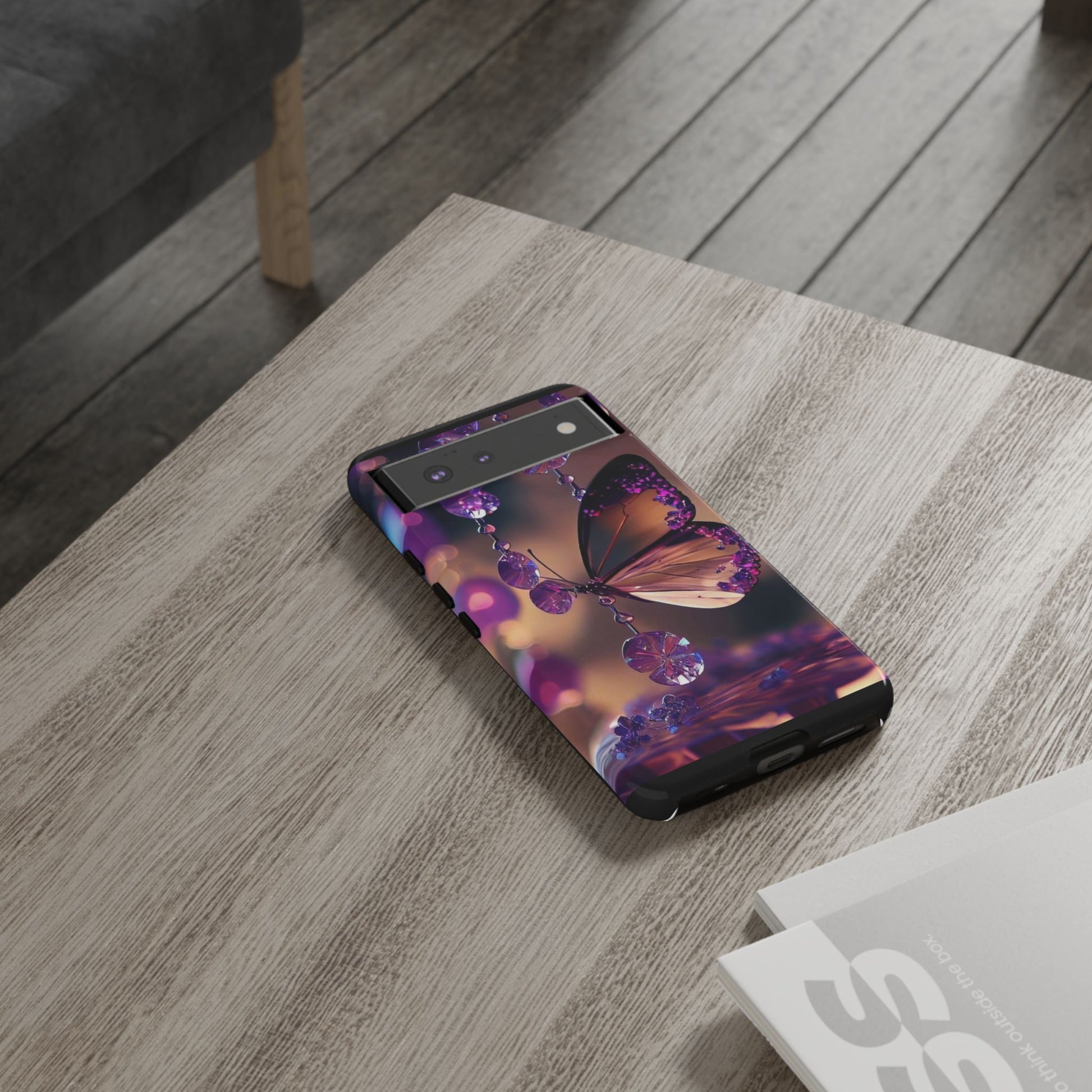 Purple Butterfly Tough Cases for iPhones, Samsung, and Pixel