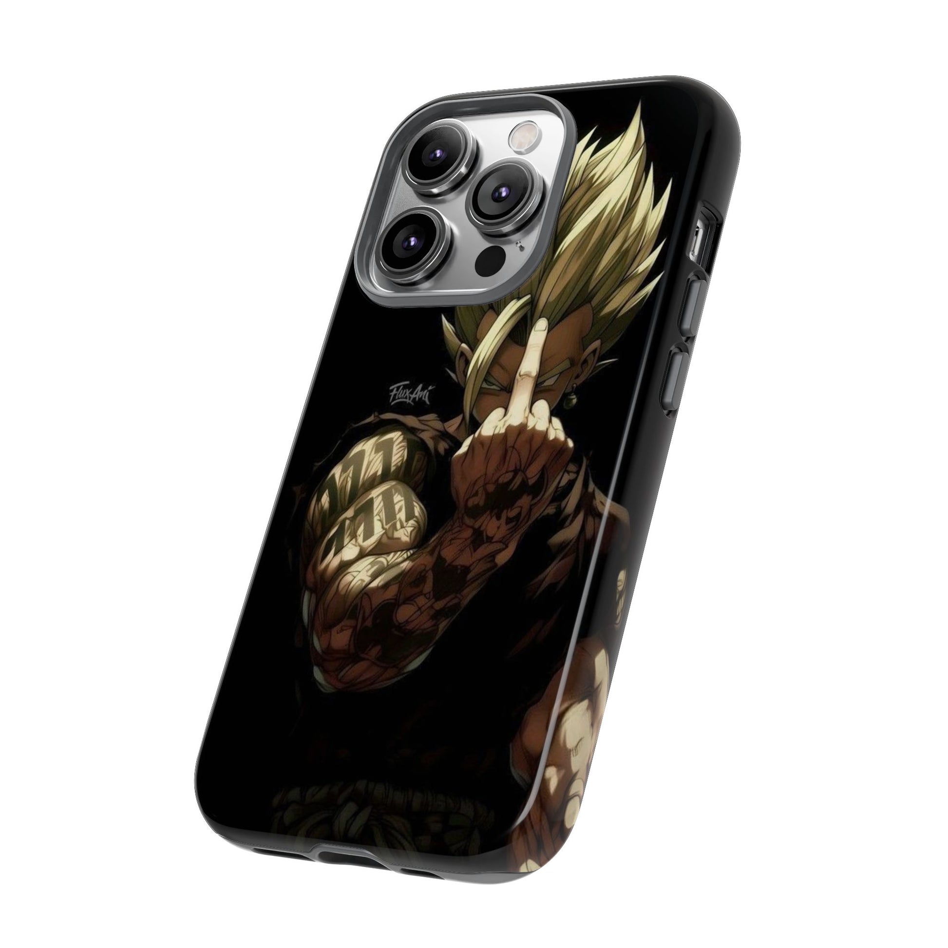 Middle Finger SS Goku Dragon Ball Z Tough Cases for iPhones, Samsung, and Pixel