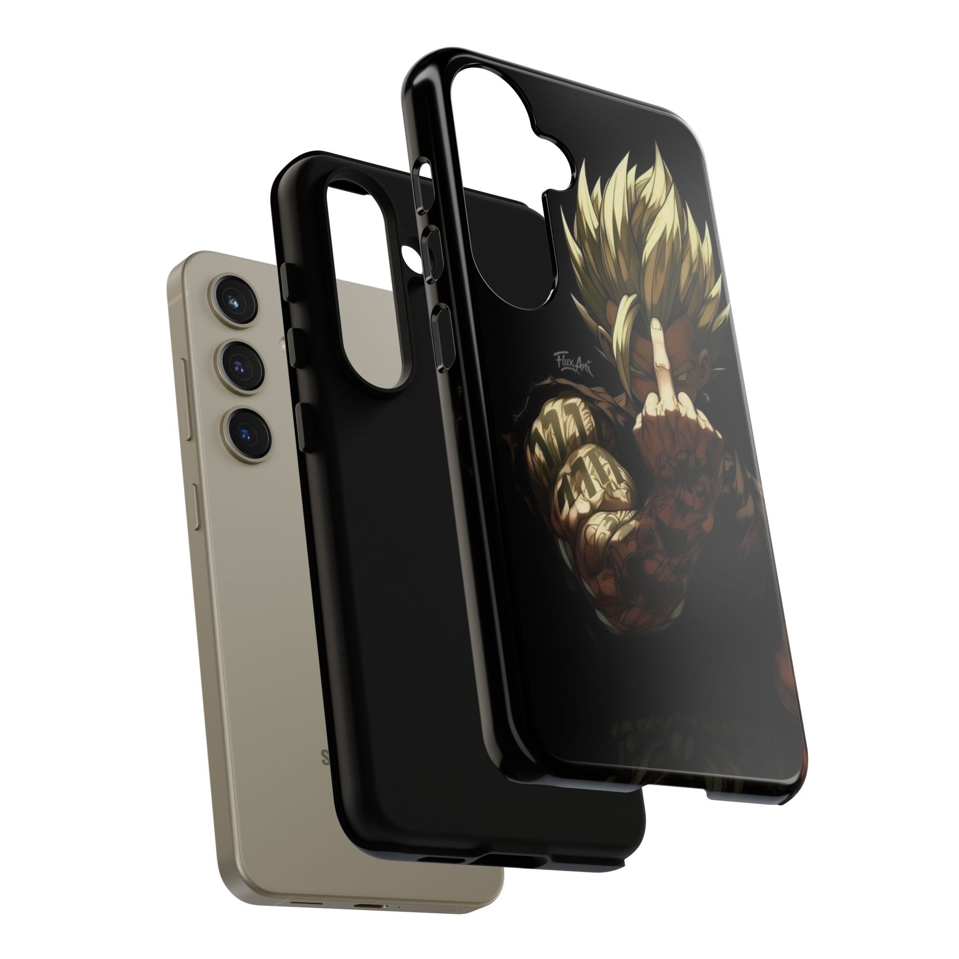Middle Finger SS Goku Dragon Ball Z Tough Cases for iPhones, Samsung, and Pixel