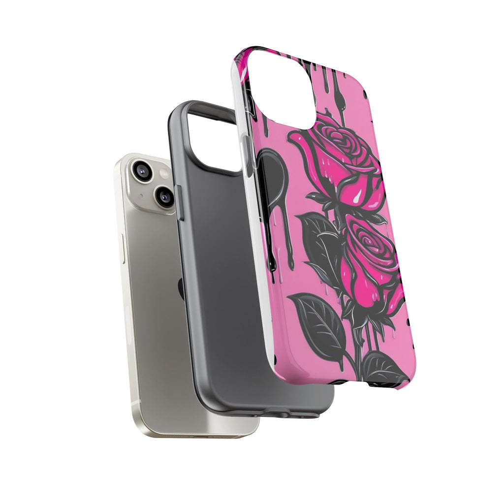 Pink Rose Tough Girly Cases for iPhones, Samsung, and Pixel