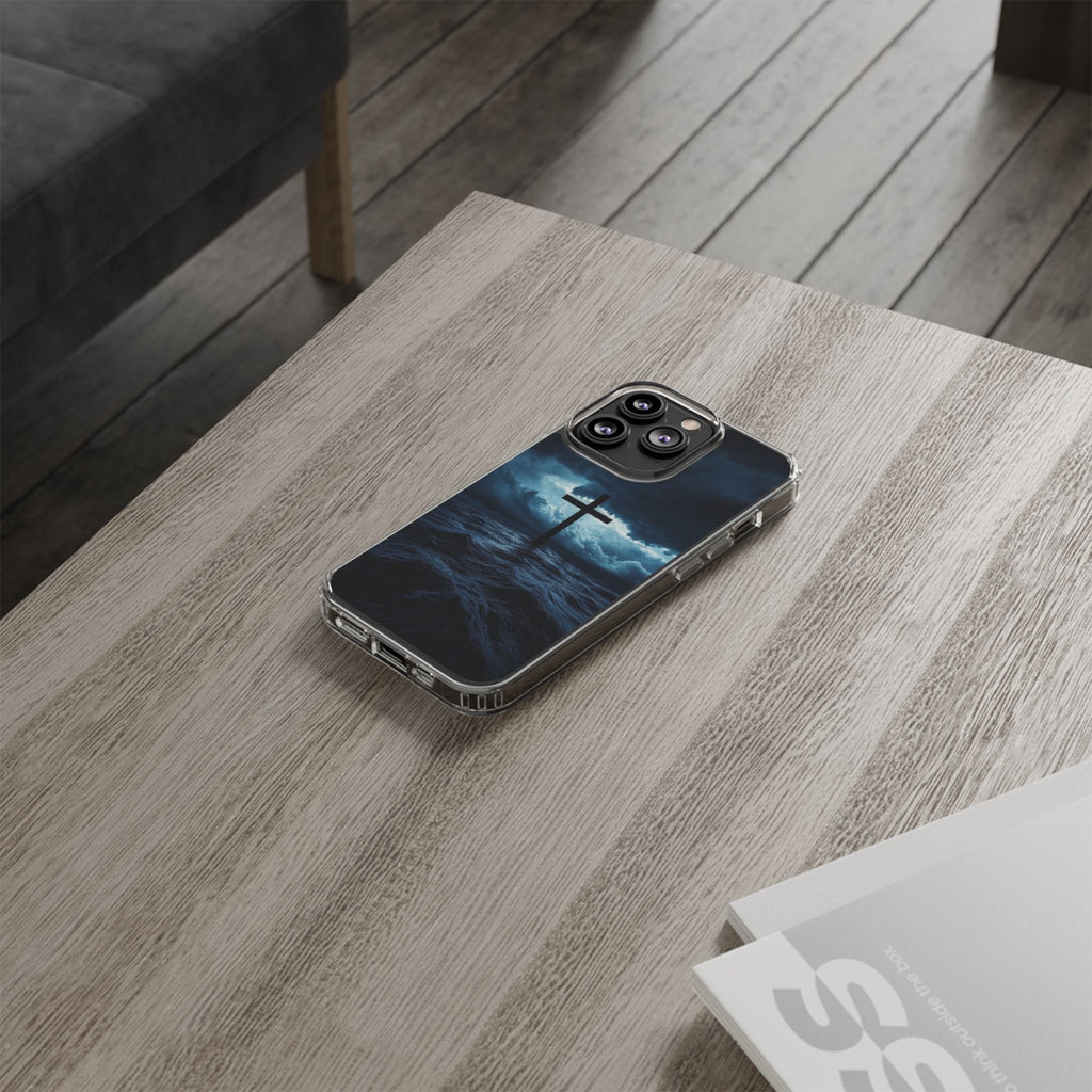 Christian Cross Storm Clear Case - Religious iPhone Samsung Cover, Faith Phone