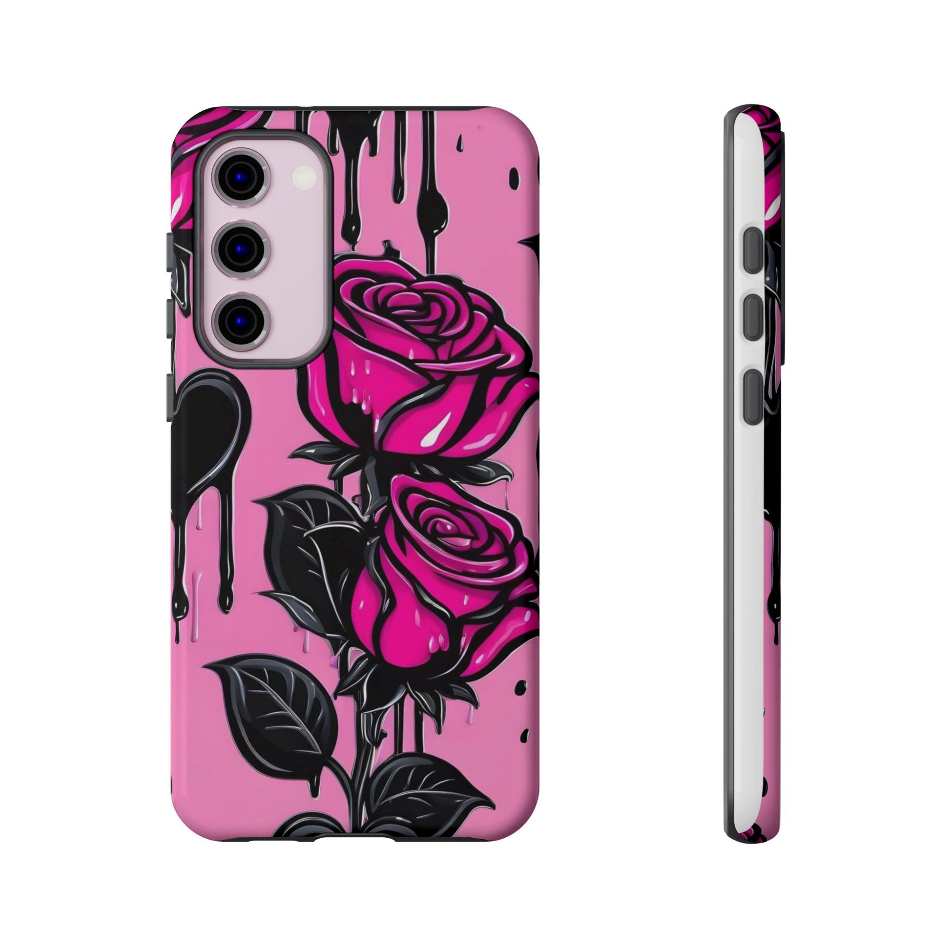 Pink Rose Tough Girly Cases for iPhones, Samsung, and Pixel