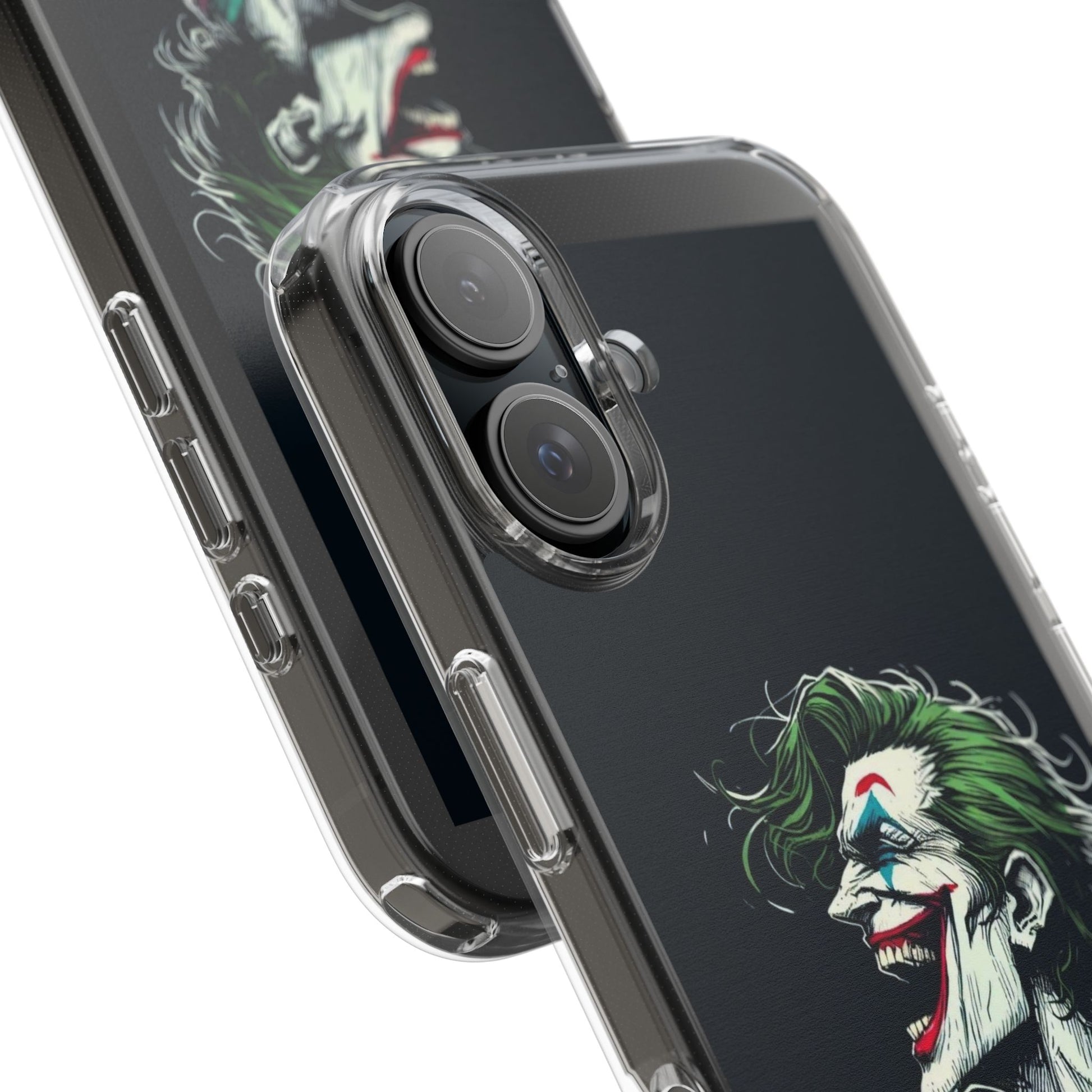 Phone Case, Comic book Inspired Design Joker Laughing, Clear Phone Cover
