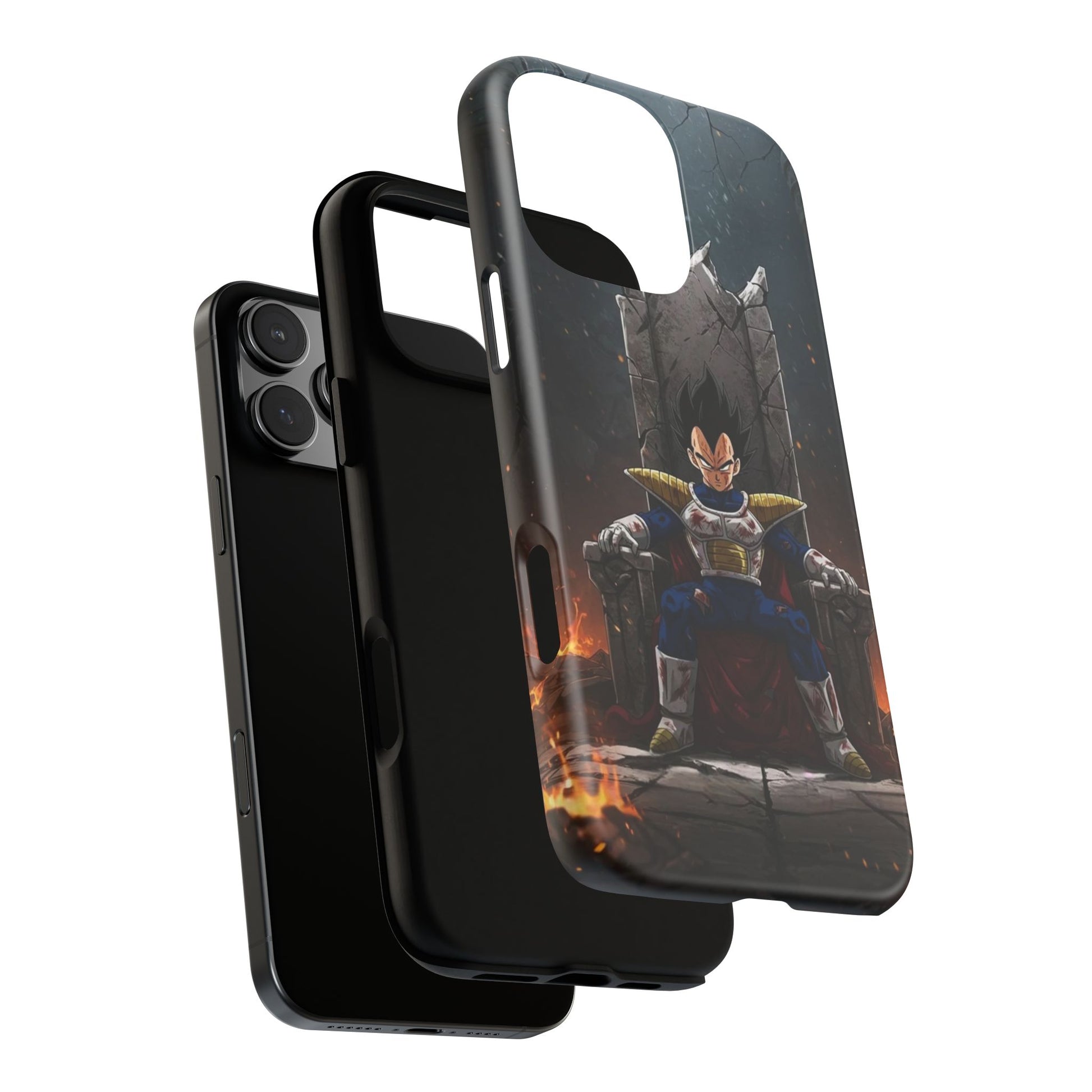 Vegeta on Throne DBZ Theme Tough Cases for iPhones, Samsung, and Pixel
