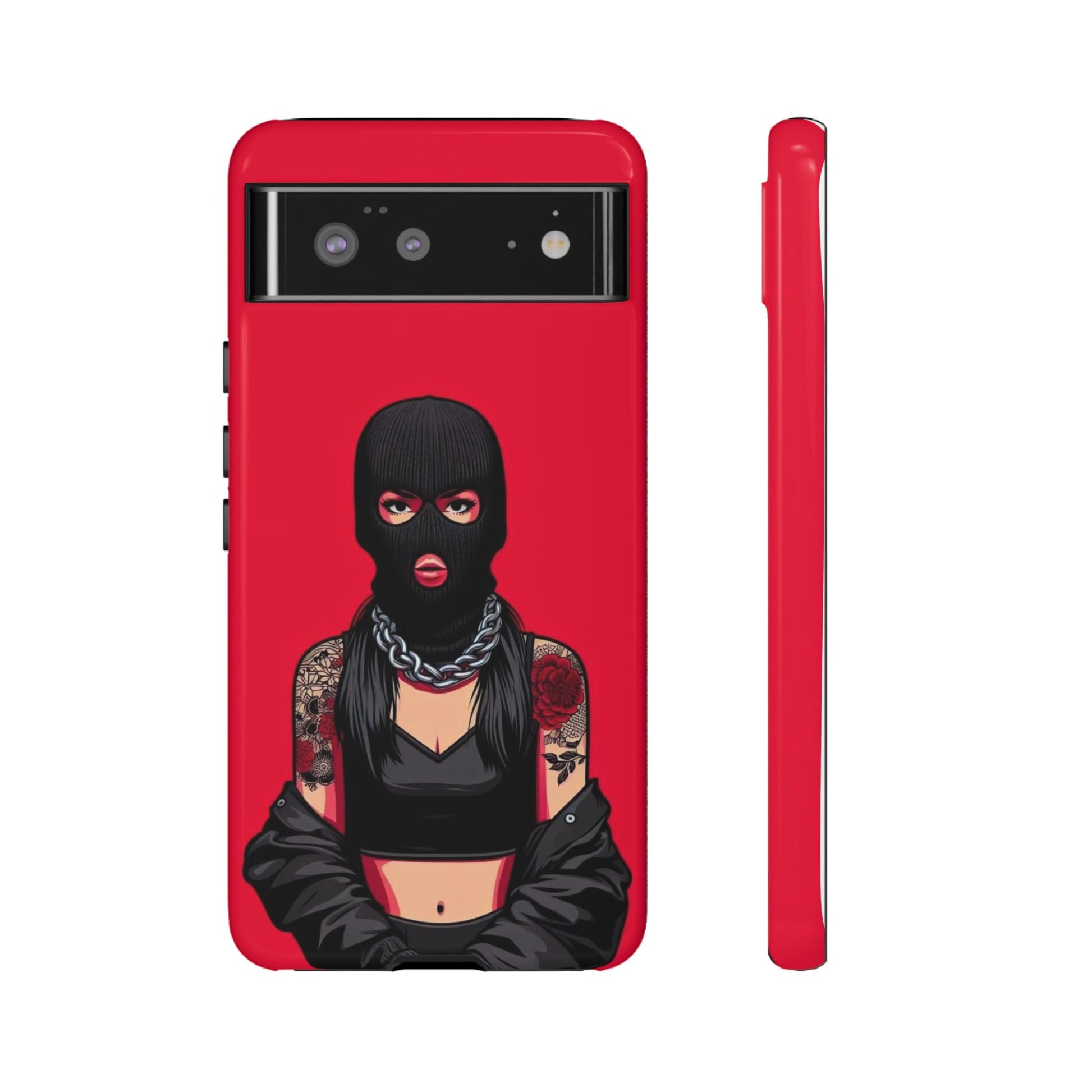 Thug Girl Red Design Tough Cases for iPhones, Samsung, and Pixel