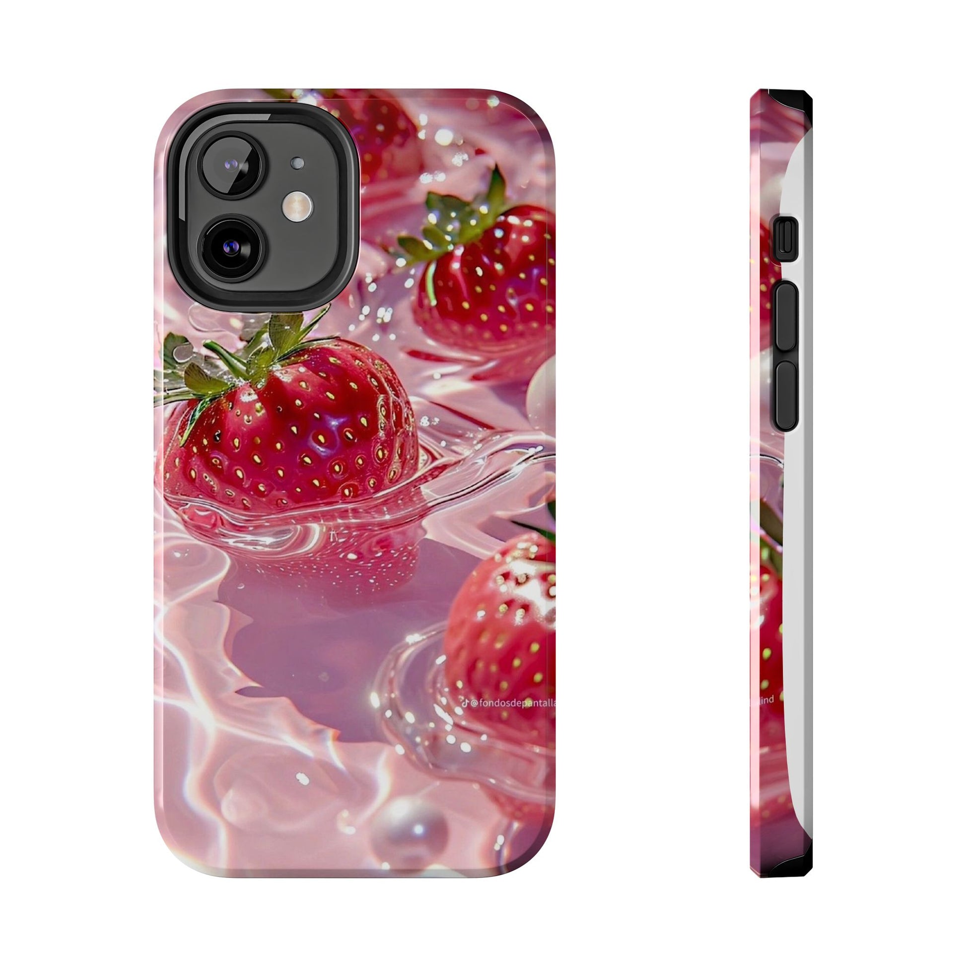 Floating Strawberries Themed Tough Phone Cases for Iphones & Samsung Phones