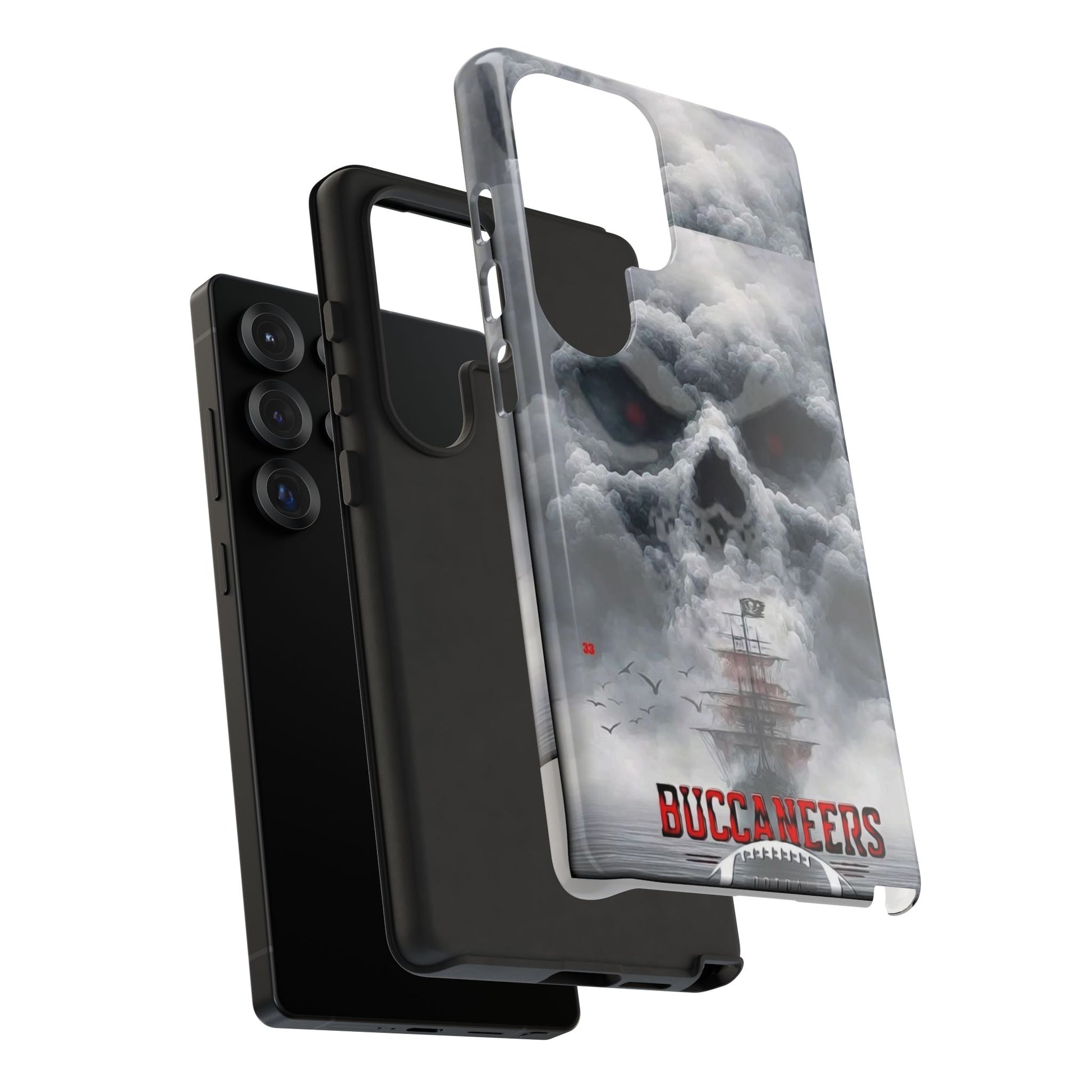 Skull Pirate Ship Football Buccaneers Tough Cases for iPhones, Samsung, and Pixel