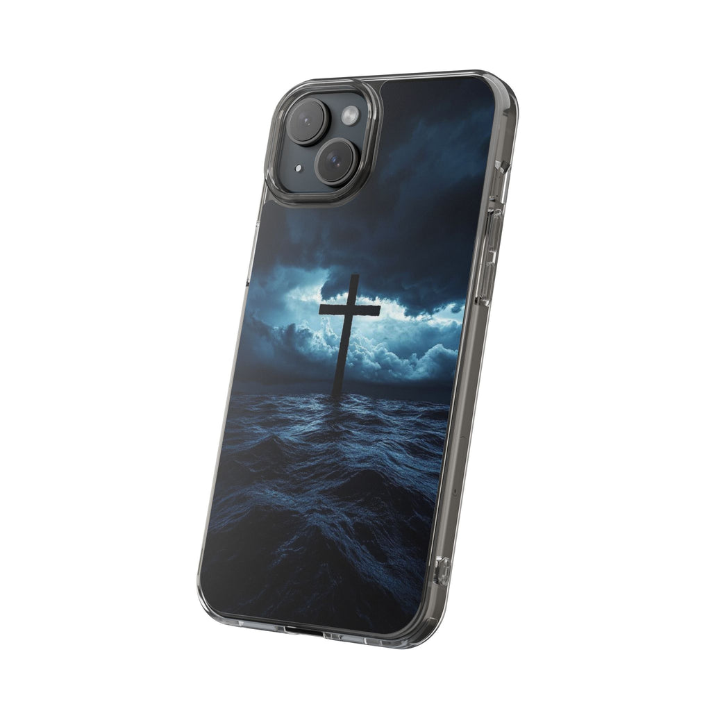 Christian Cross Storm Clear Case - Religious iPhone Samsung Cover, Faith Phone