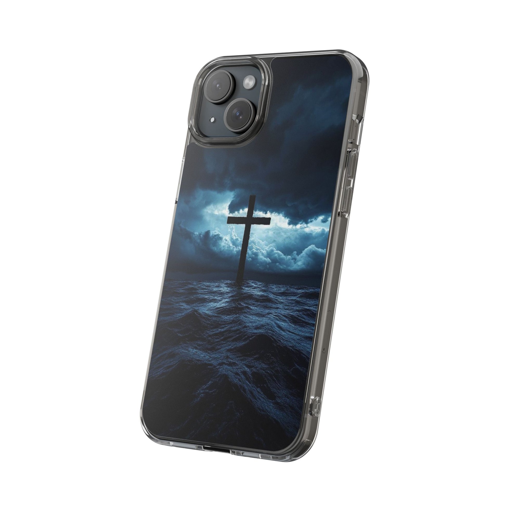 Christian Cross Storm Clear Case - Religious iPhone Samsung Cover, Faith Phone