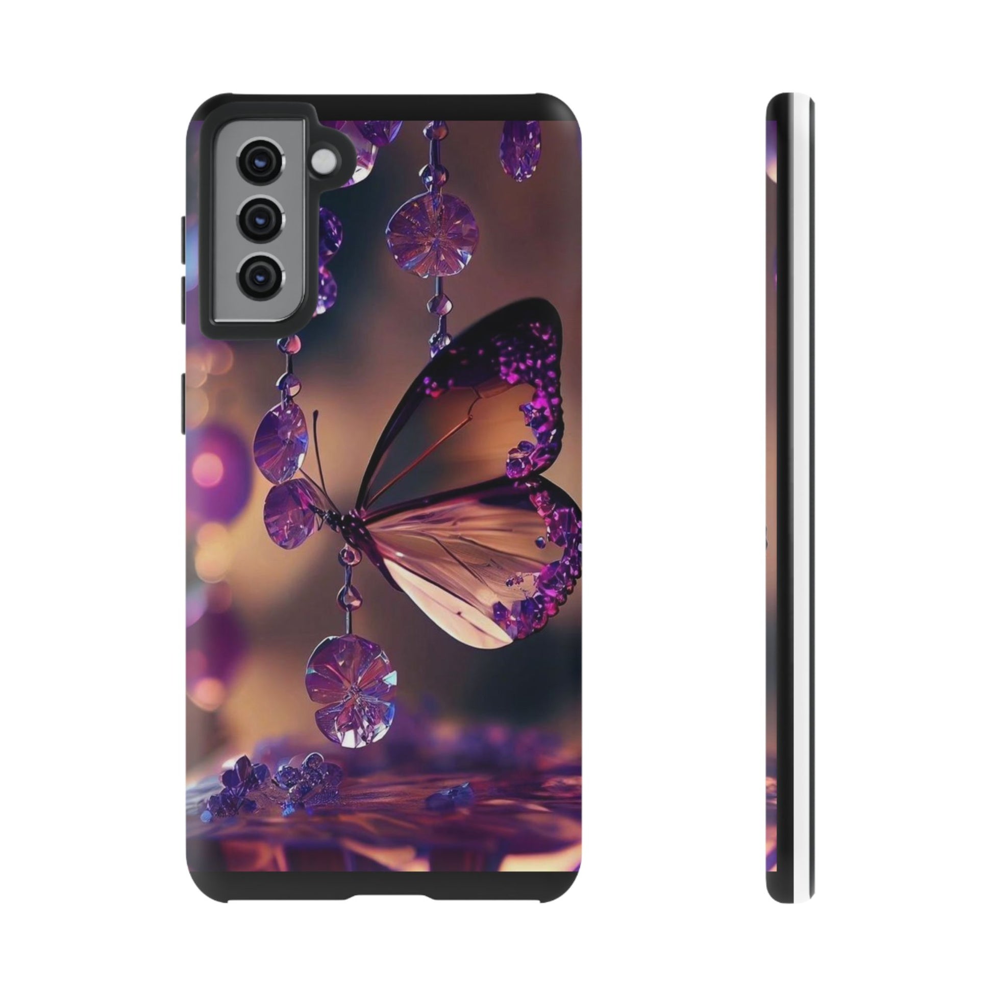 Purple Butterfly Tough Cases for iPhones, Samsung, and Pixel