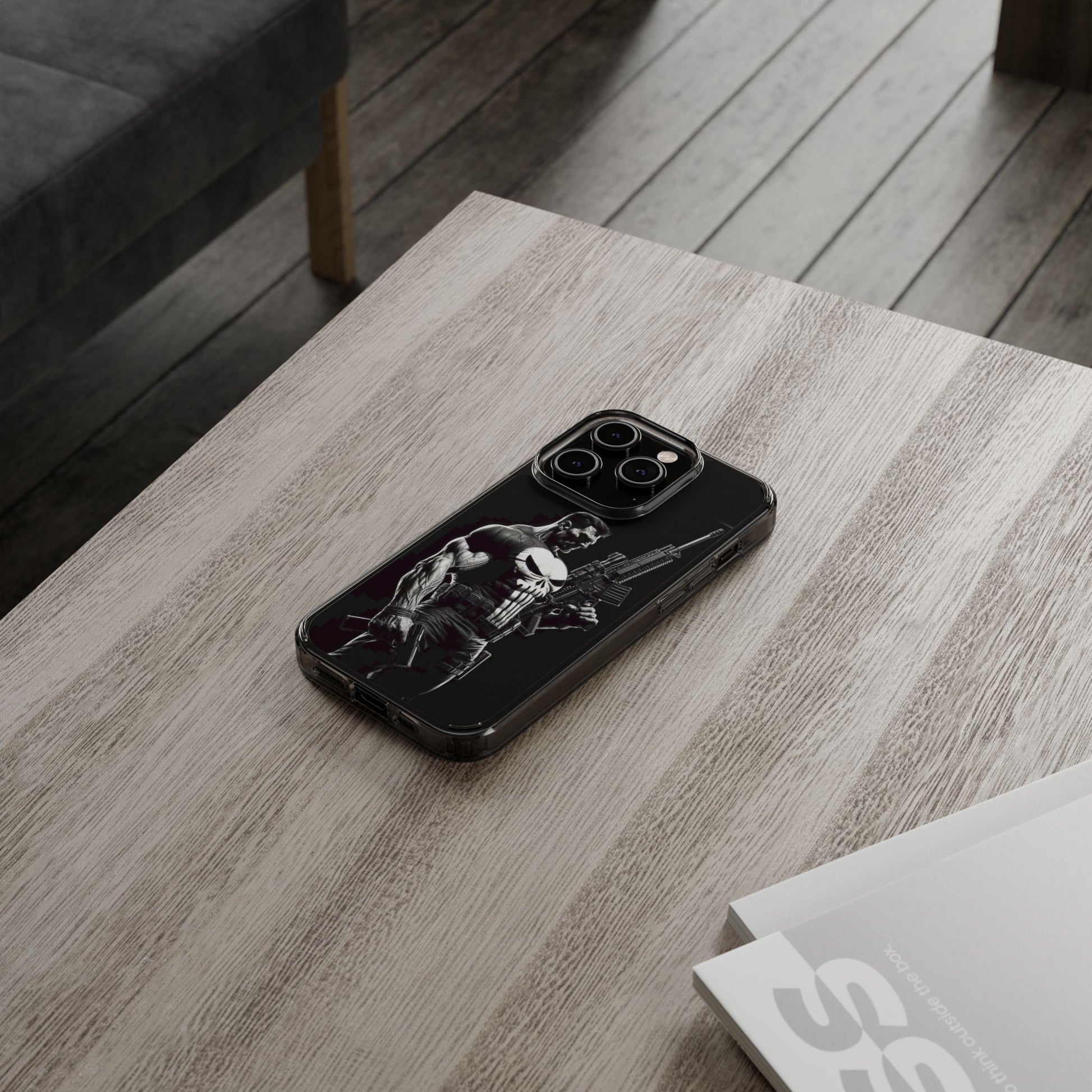 Phone Case, Comic book Inspired Design Punisher, Clear Phone Cover, Funny