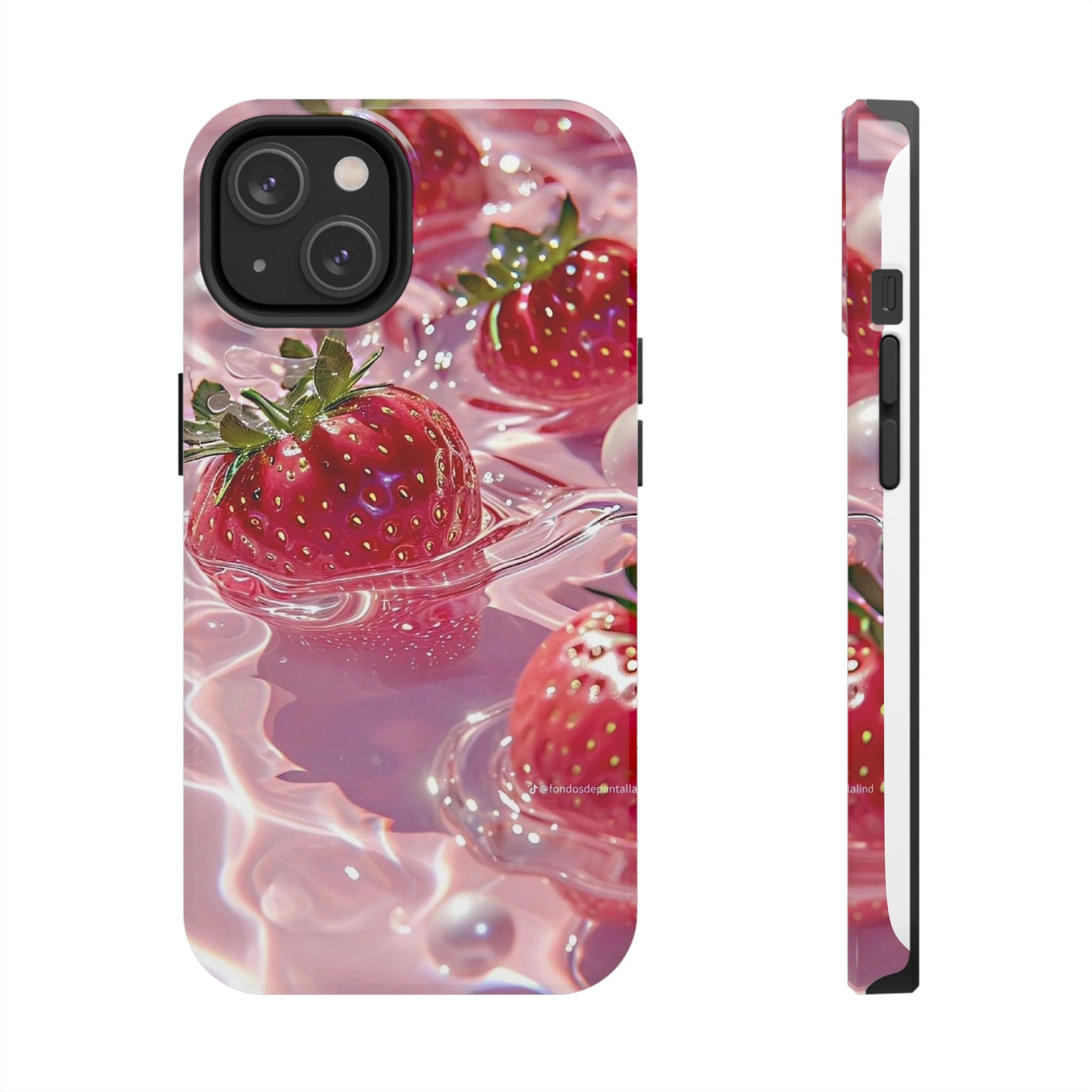 Floating Strawberries Themed Tough Phone Cases for Iphones & Samsung Phones