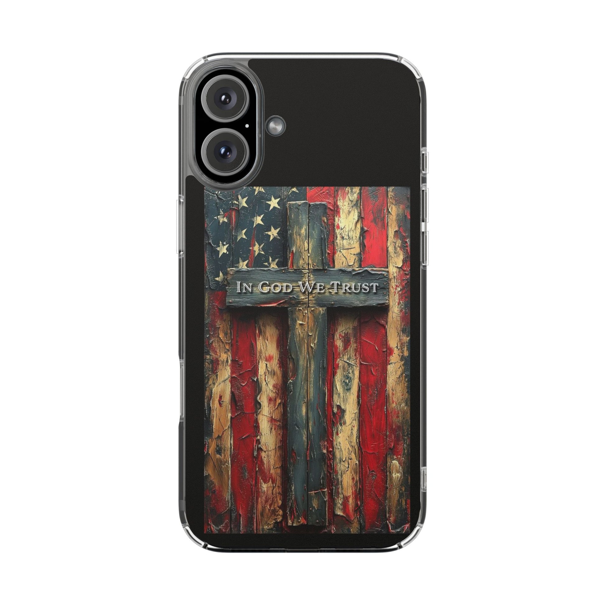 In God We Trust American Flag Clear Case for Iphone Samsung, Religious