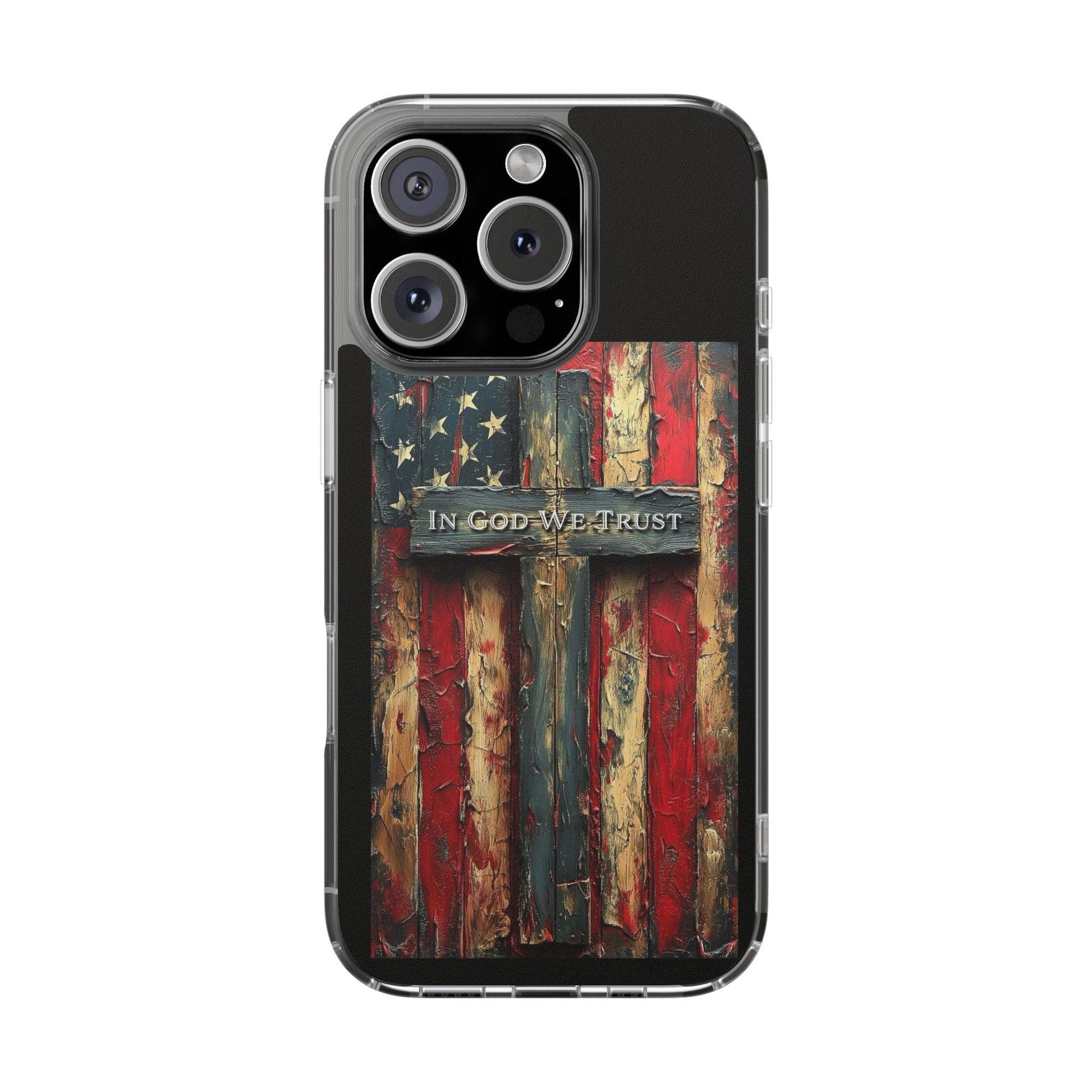 In God We Trust American Flag Clear Case for Iphone Samsung, Religious