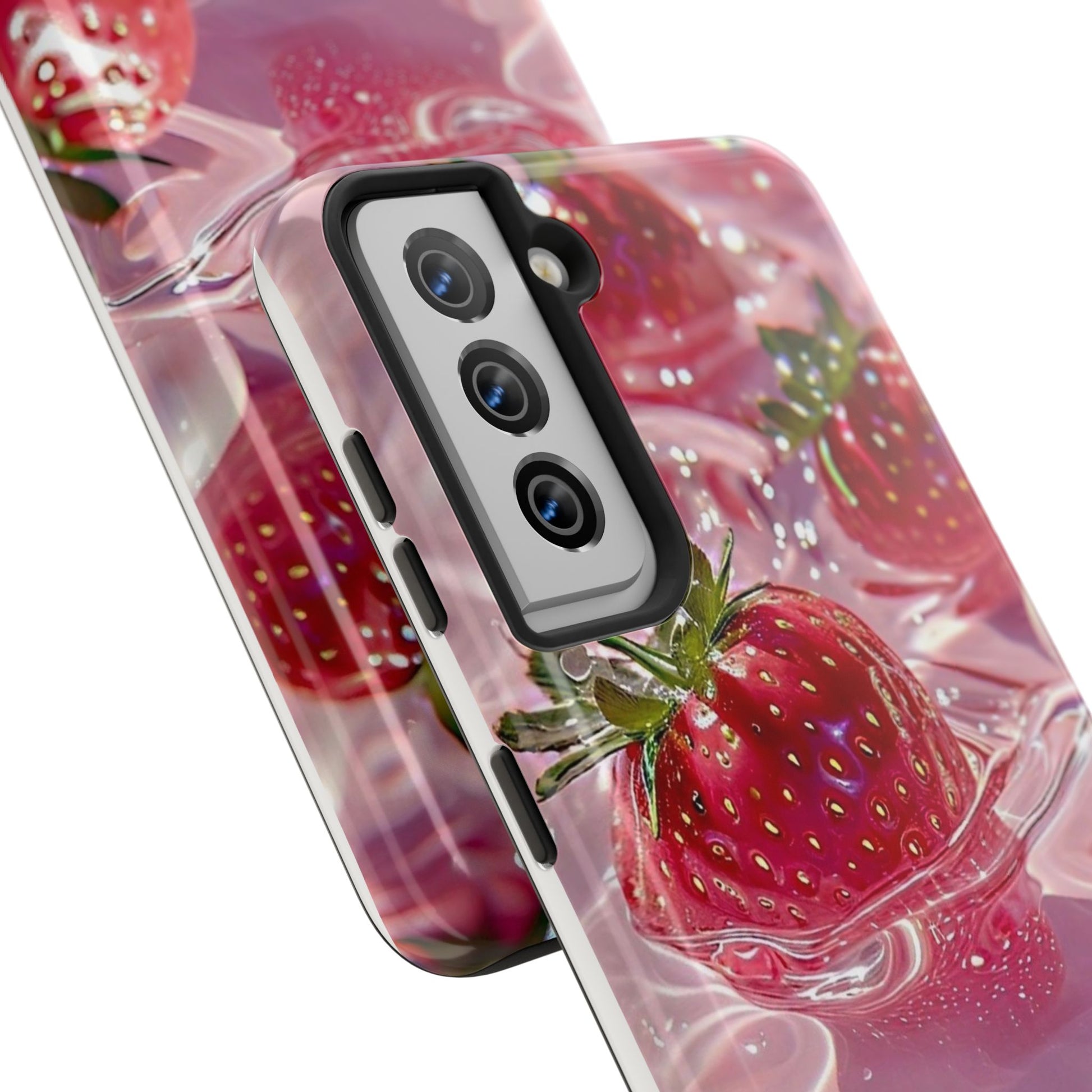 Floating Strawberries Themed Tough Phone Cases for Iphones & Samsung Phones