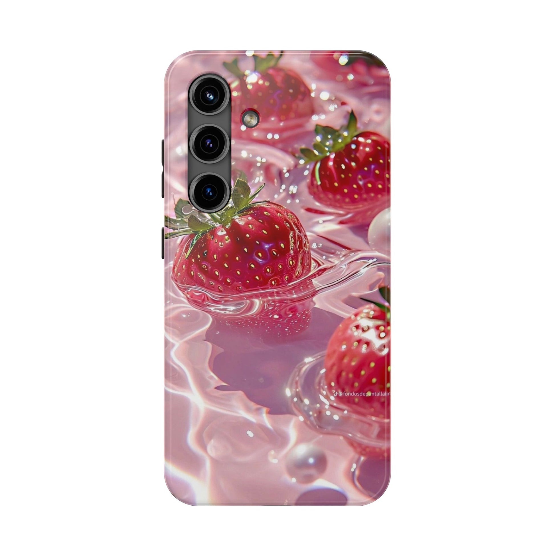 Floating Strawberries Themed Tough Phone Cases for Iphones & Samsung Phones