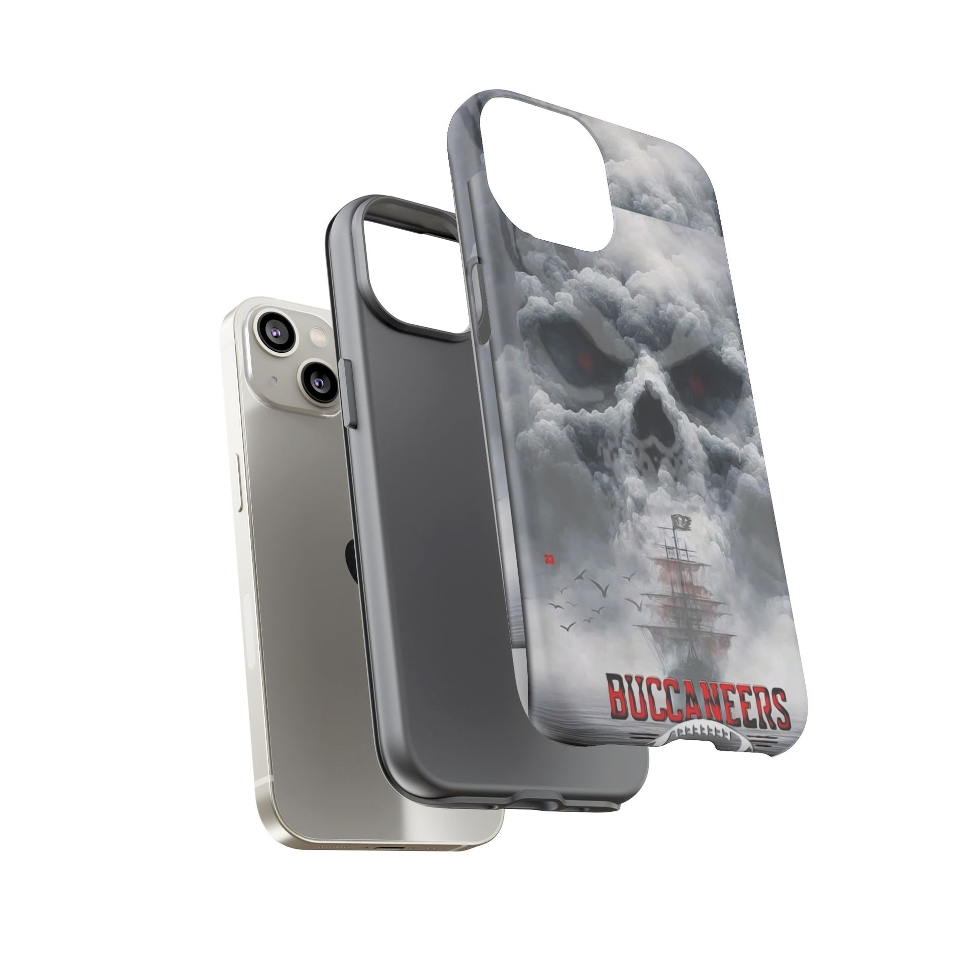 Skull Pirate Ship Football Buccaneers Tough Cases for iPhones, Samsung, and Pixel