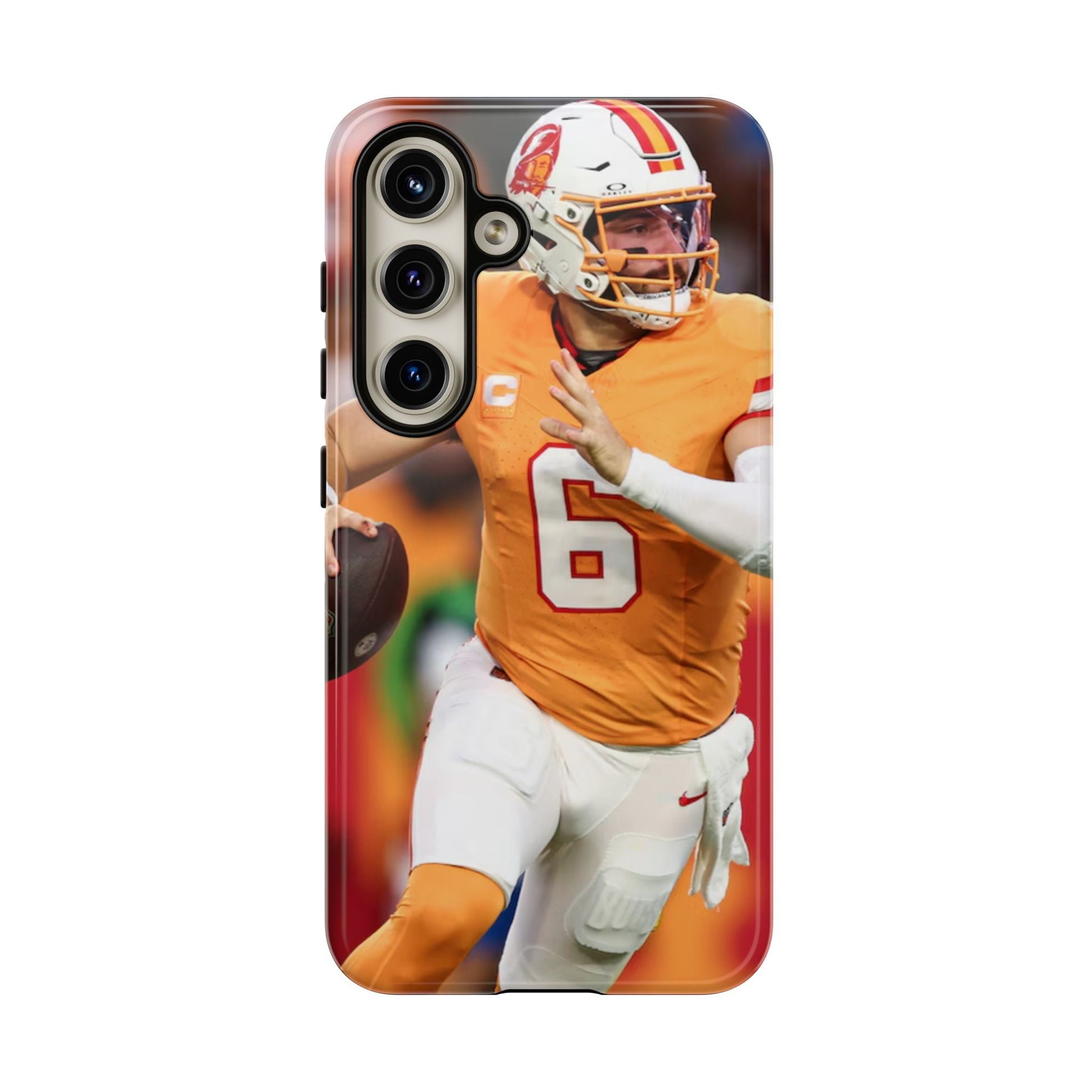 Tampa Bay Buccaneers Baker Mayfield Football Tough Cases for iPhones, Samsung, and Pixel