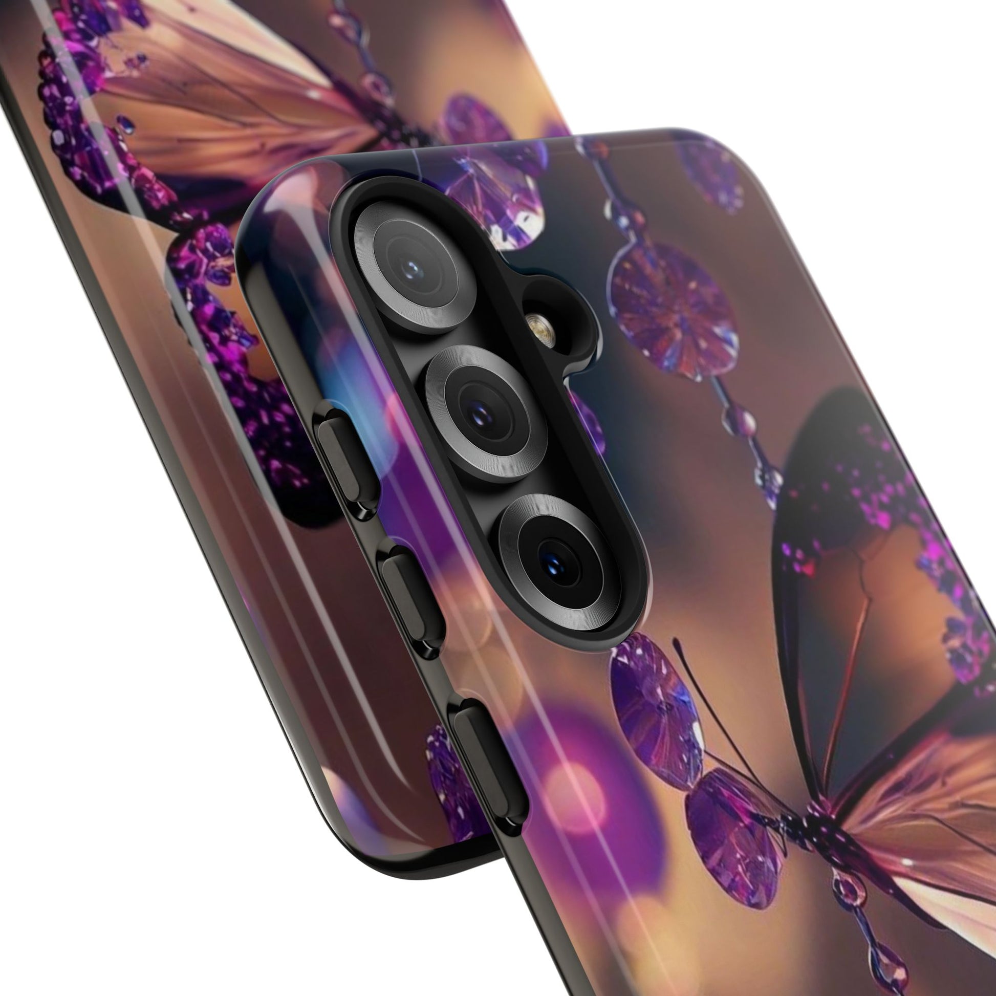 Purple Butterfly Tough Cases for iPhones, Samsung, and Pixel