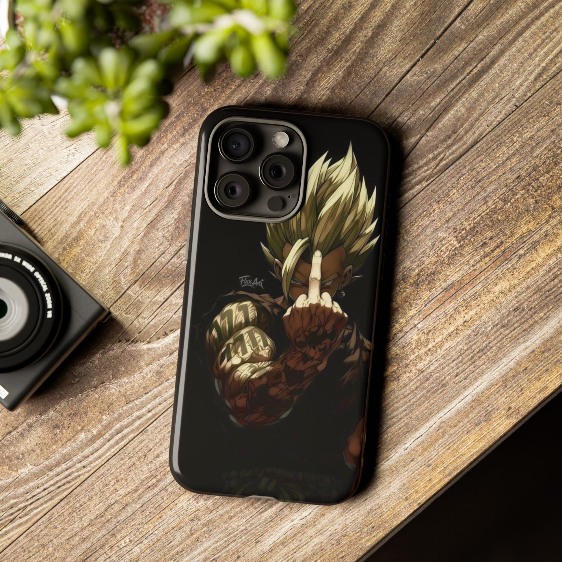 Middle Finger SS Goku Dragon Ball Z Tough Cases for iPhones, Samsung, and Pixel