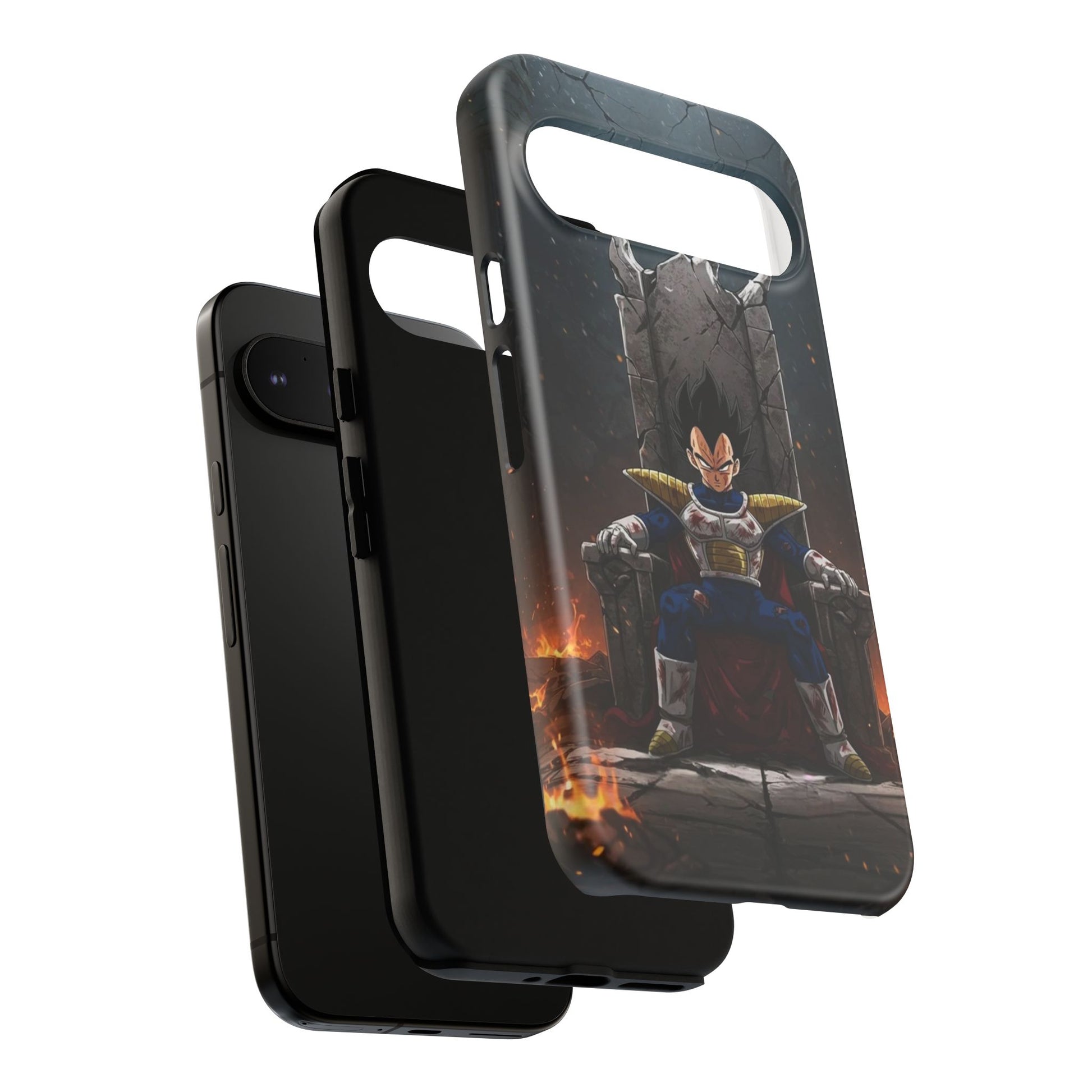 Vegeta on Throne DBZ Theme Tough Cases for iPhones, Samsung, and Pixel
