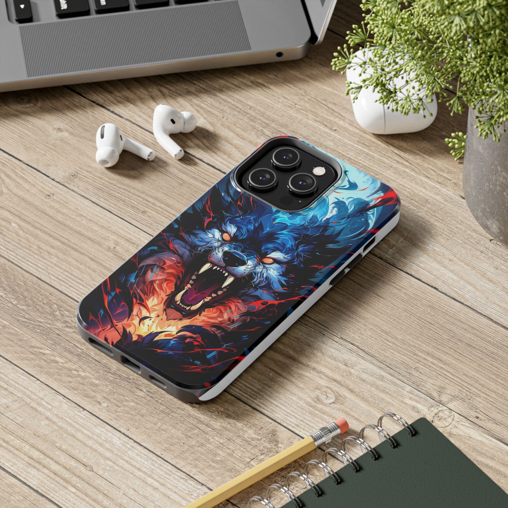 Aggressive Wolf Art Themed Tough Phone Cases for Iphones & Samsung Phones