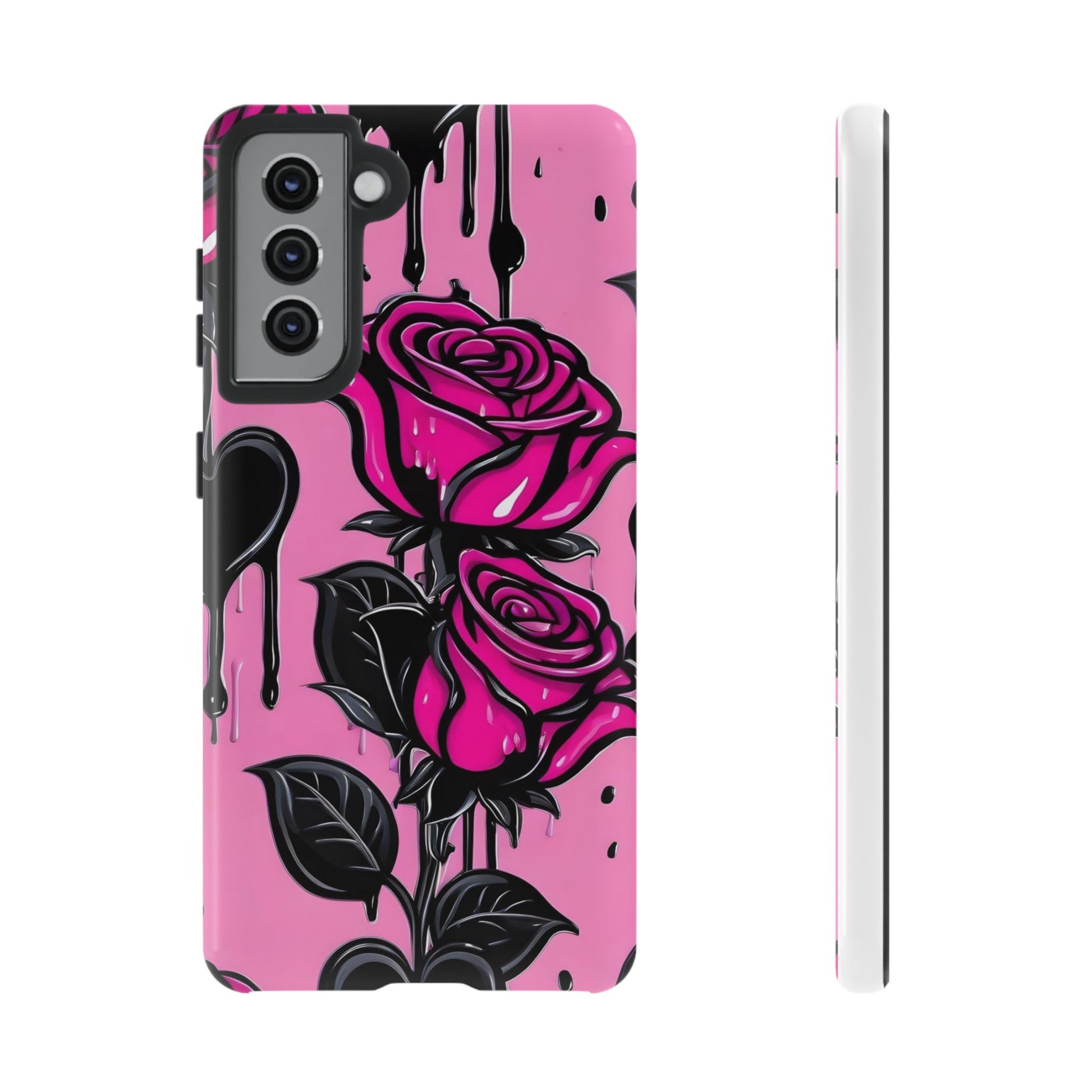 Pink Rose Tough Girly Cases for iPhones, Samsung, and Pixel
