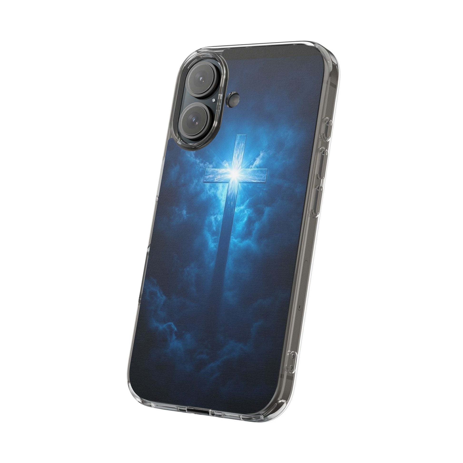 Religious Phone Case, Christian Cross in Clouds Art, Phone Accessories, Samsung