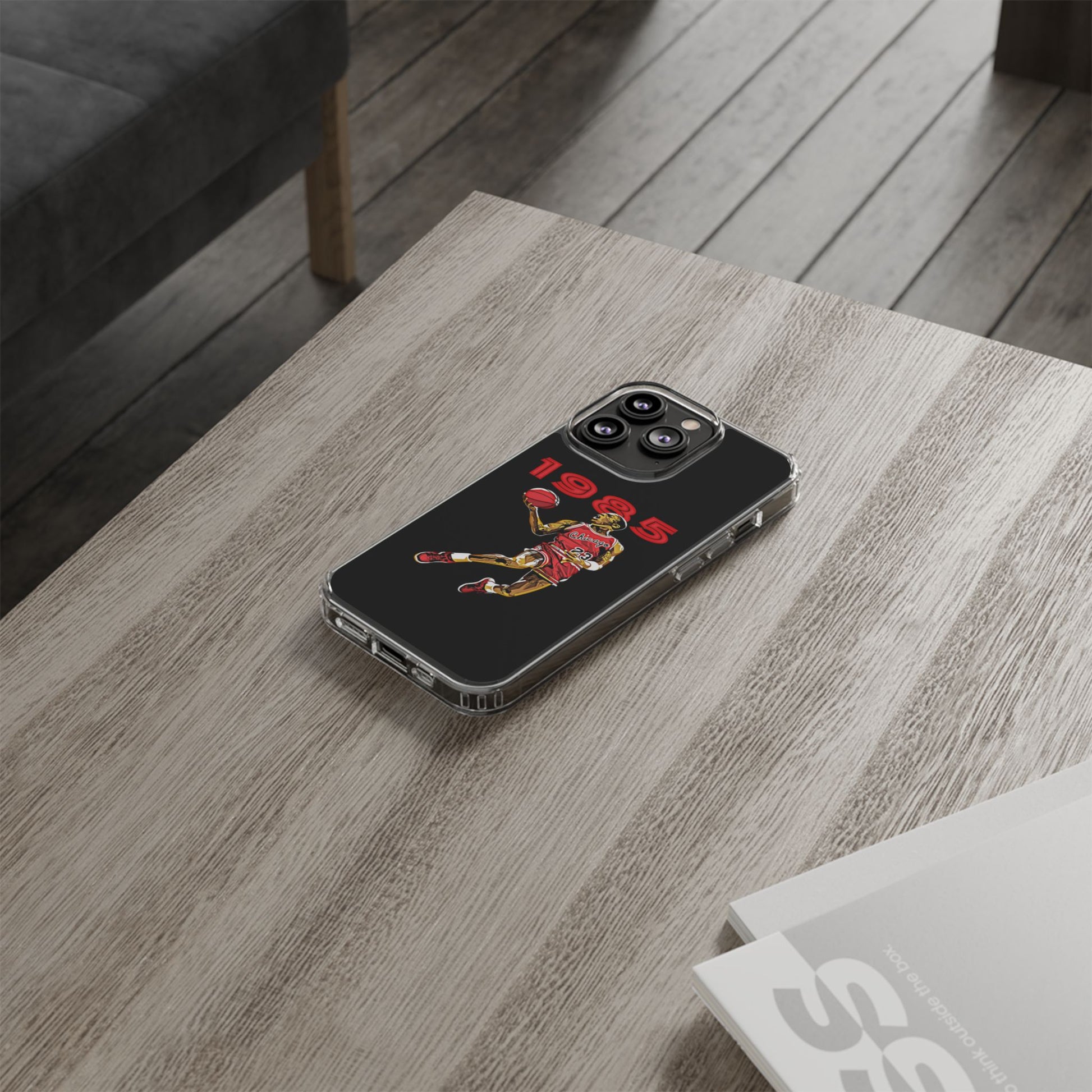 1985 Jordan Slam Dunk themed Basketball Inspired design Clear Phone Cases