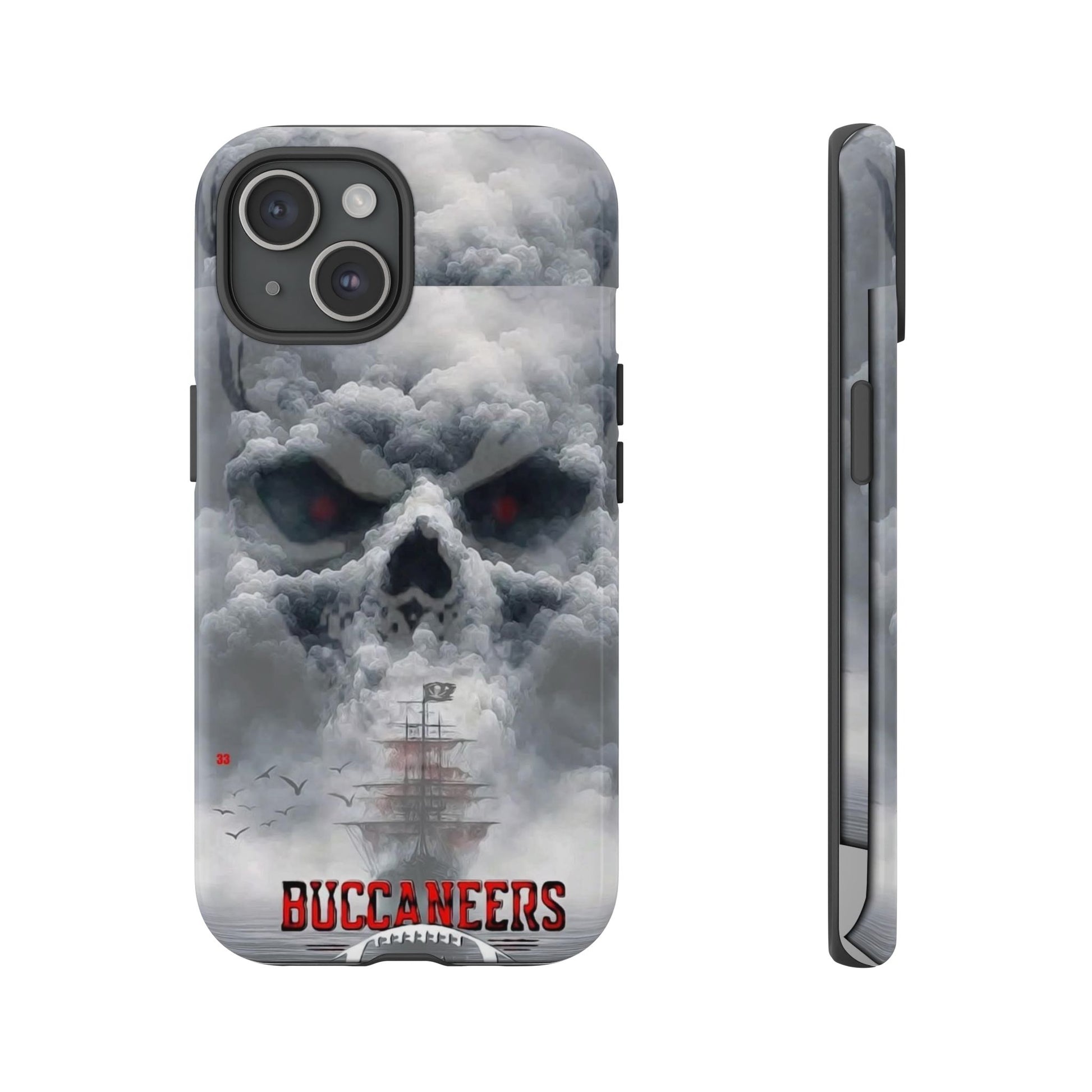 Skull Pirate Ship Football Buccaneers Tough Cases for iPhones, Samsung, and Pixel
